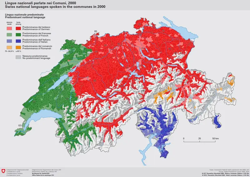 Map: Languages of Switzerland