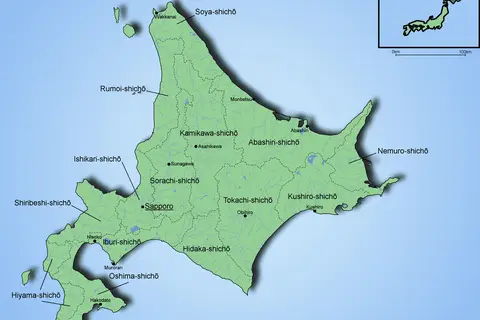 Map: Large Map of Hokkaido Within Japan
