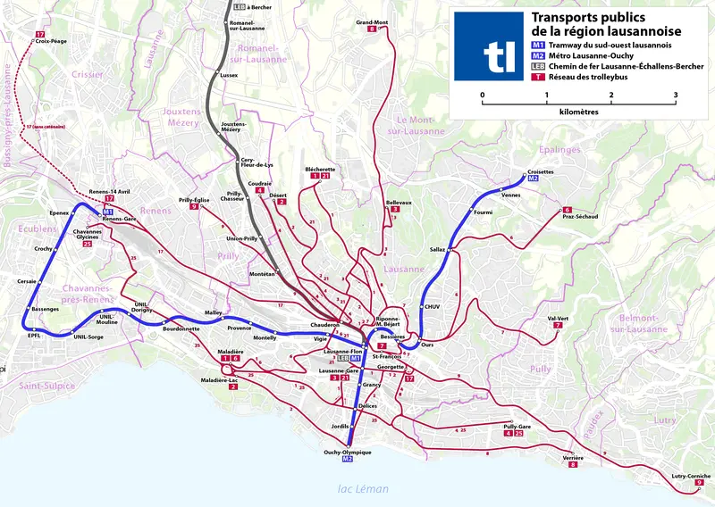 Map: Lausanne Public Transport Map