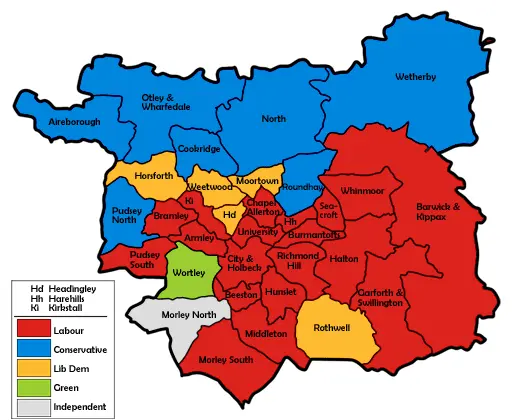 Map: Leeds Uk Local Election 2002 Map