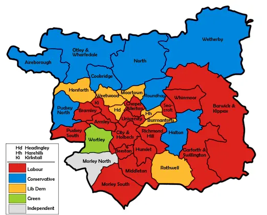 Map: Leeds Uk Local Election 2003 Map