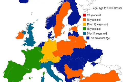 Map: Legal age to drink alcohol in Europe
