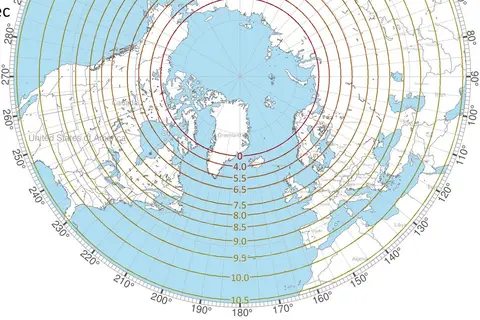 Map: Length of day on the winter solstice in the northern hemisphere. Animation for the whole year and background in comments.