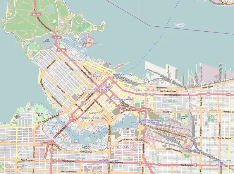 Map: Location Map Canada Vancouver Downtown