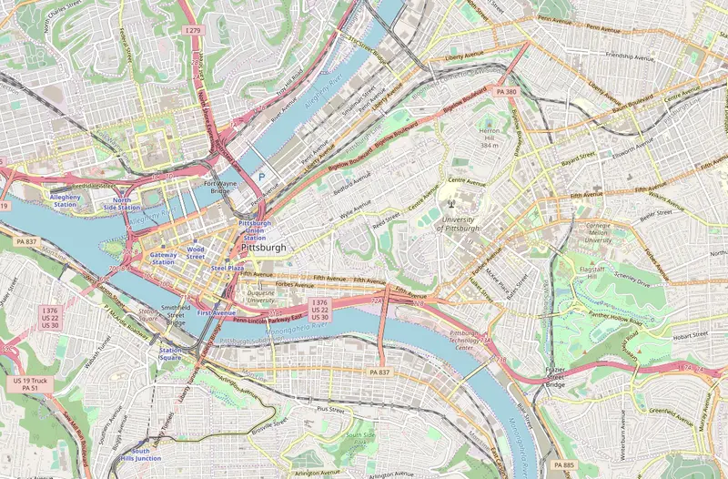 Map: Location Map Pittsburgh 2018