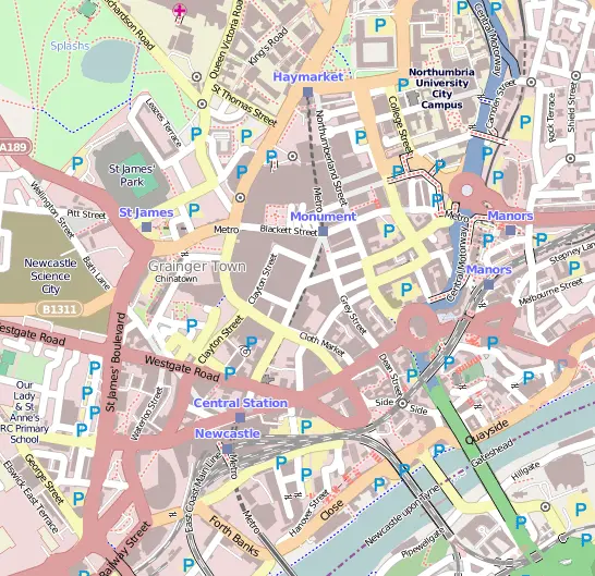 Map: Location Map United Kingdom Newcastleupontyne Central