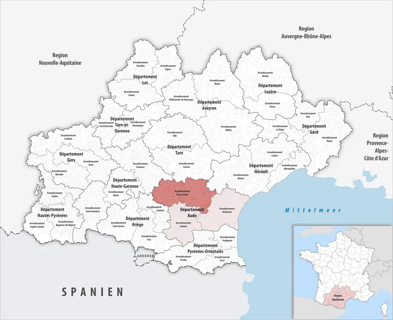 Map: Locator Map of Arrondissement Carcassonne 2019