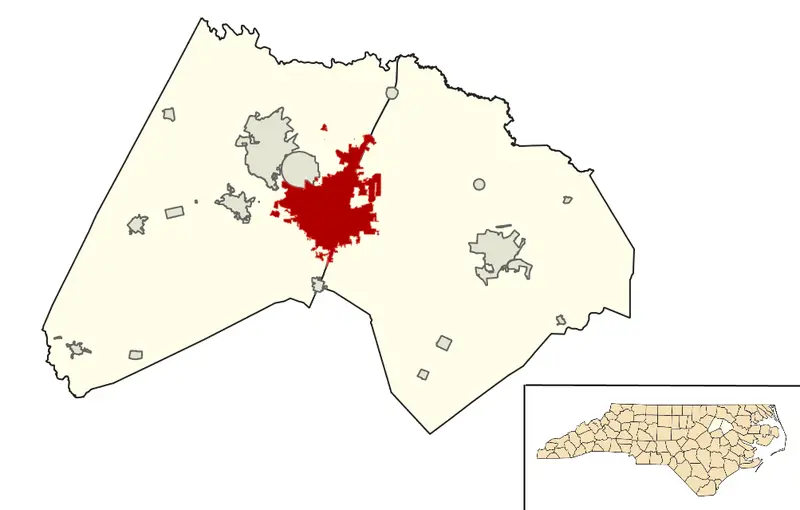 Map: Locator Map of Rocky Mount North Carolina Within Edgecombe and Nash Counties