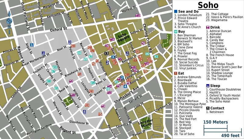 Map: London Soho District Map