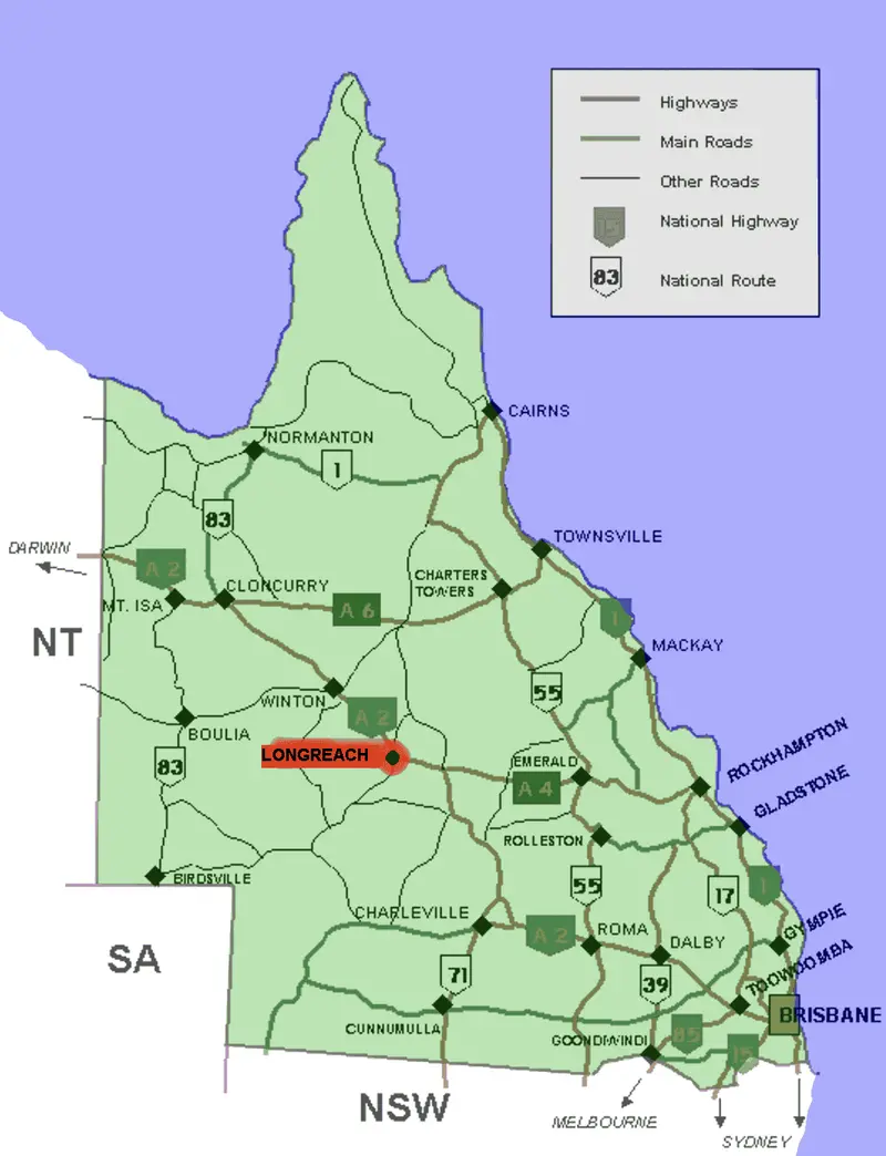 Map: Longreach Location Map in Queensland