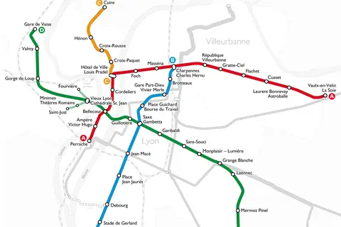Map: Lyon Metro Network Map