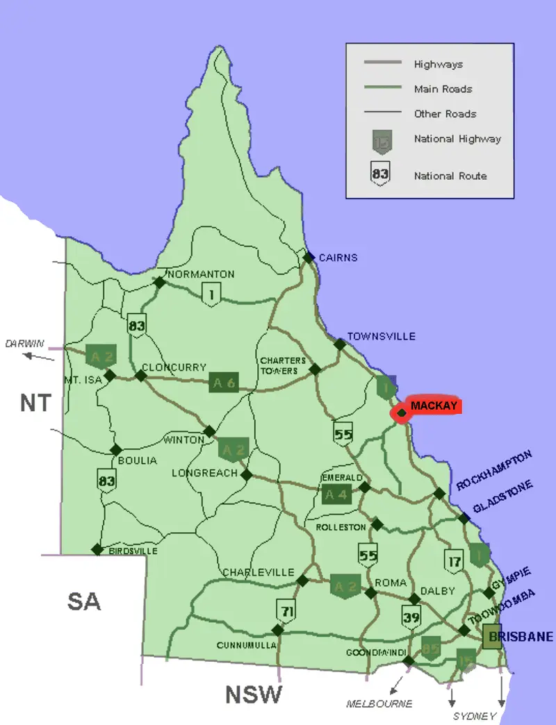 Map: Mackay Location Map in Queensland