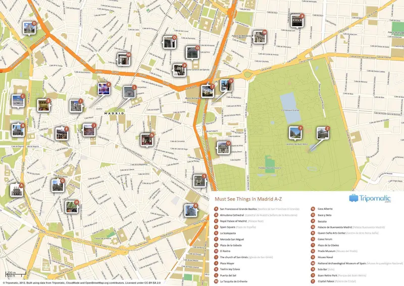Map: Madrid Printable Tourist Attractions Map
