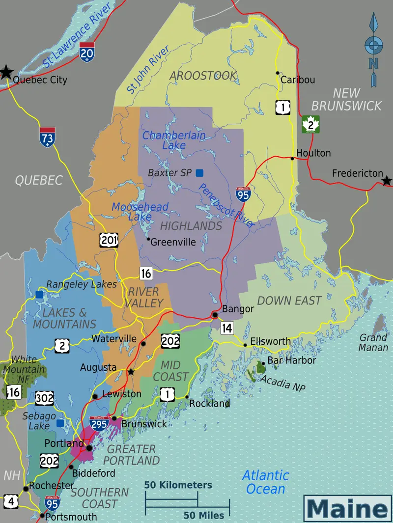 Map: Maine Regions Map