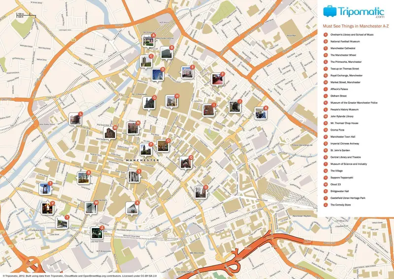 Map: Manchester Printable Tourist Attractions Map