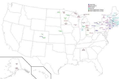 Map: College Hockey Map: Men’s Division I Locations
