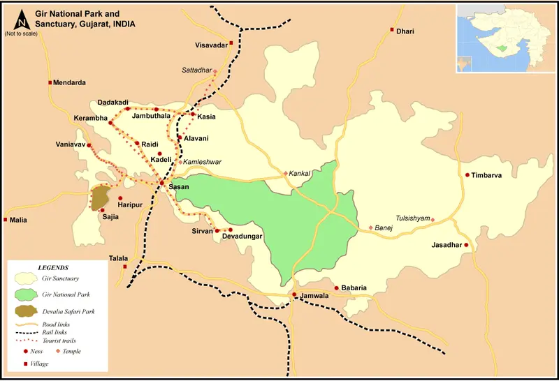 Map: Map Guj Gir Natpark Sanctuary