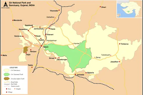 Map: Map Guj Gir Natpark Sanctuary