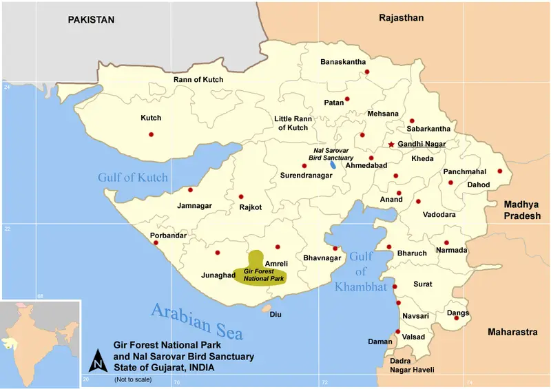Map: Map Guj Nat Parks Sanctuary