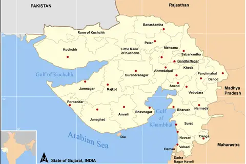 Map: Map Gujarat State and Districts
