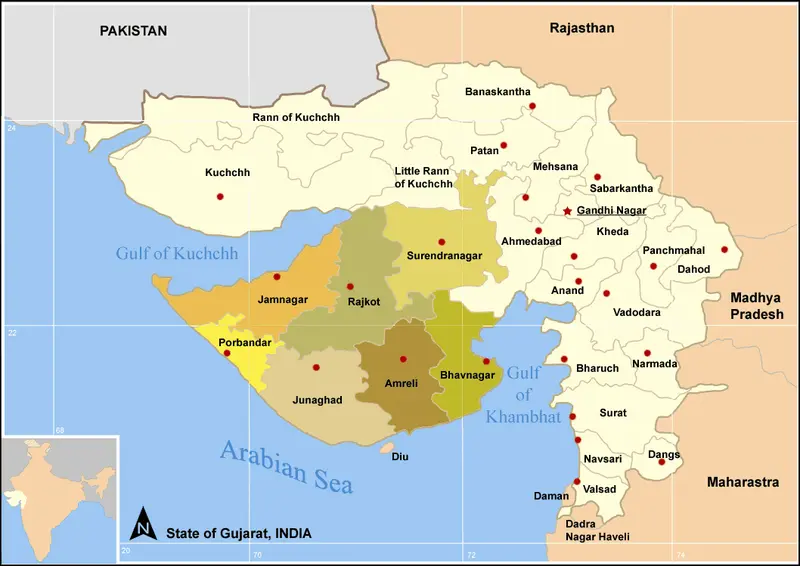 Map: Map Gujdist Saurastra