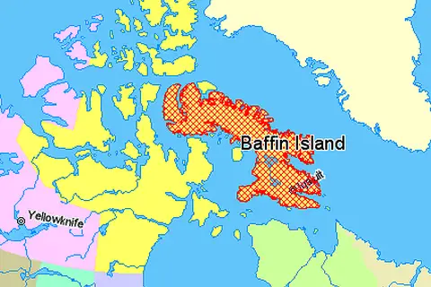 Map: Map Indicating Baffin Island Nunavut Canada