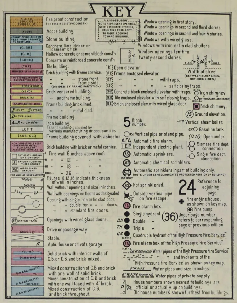 Map: Map Key in December 1937 from Sanborn Fire Insurance Map from Omaha Douglas and Sarpy County Nebraska Loc Sanborn05229 0141 Cropped