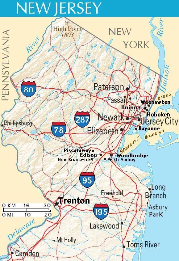 Map: Map New Jersey North Na