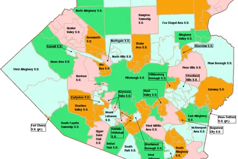 Map: Map of Allegheny County Pennsylvania School Districts