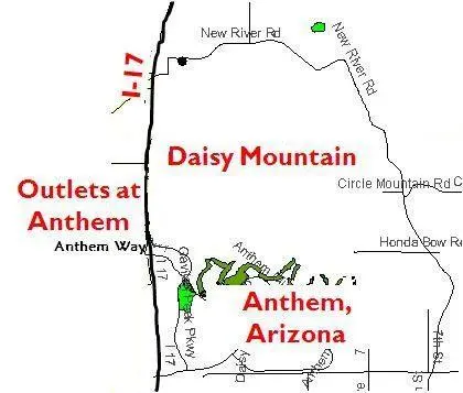 Map: Map of Anthem and Daisy Mountain Arizona
