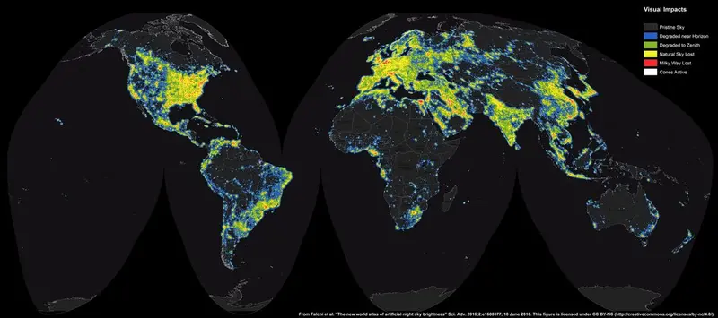 Map: Map of artificial sky brightness