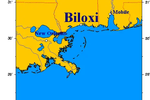 Map: Map of Biloxi and Mississippi Coast