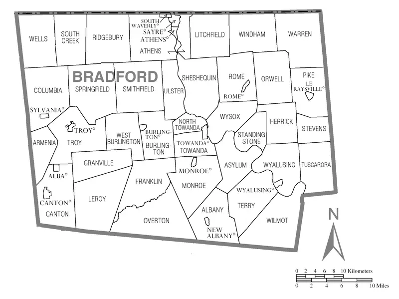Map: Map of Bradford County Pennsylvania