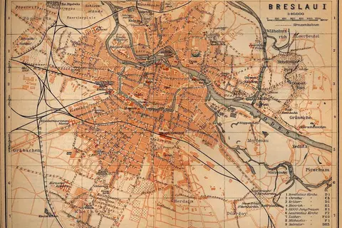 Map: Map of Breslau, Silesia before WW2