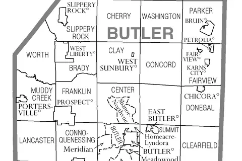 Map: Map of Butler County Pennsylvania