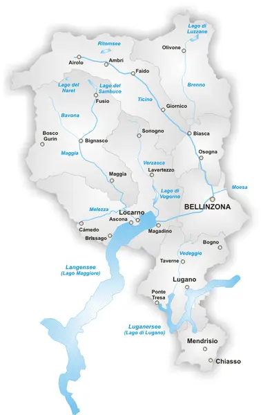 Map: Map of Canton Ticino