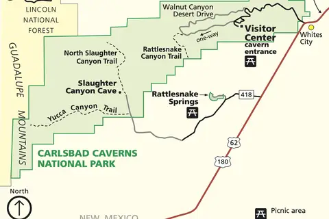 Map: Map of Carlsbad Caverns National Park