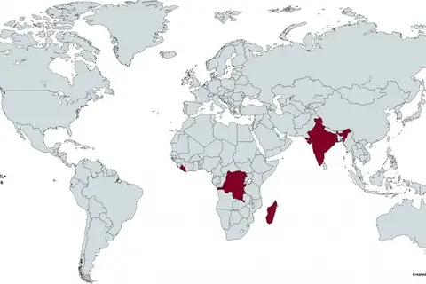 Map: Map of Countries having 99%+ of their population earning less than $5 a day