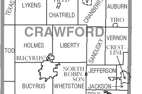 Map: Map of Crawford County Ohio with Municipal and Township Labels