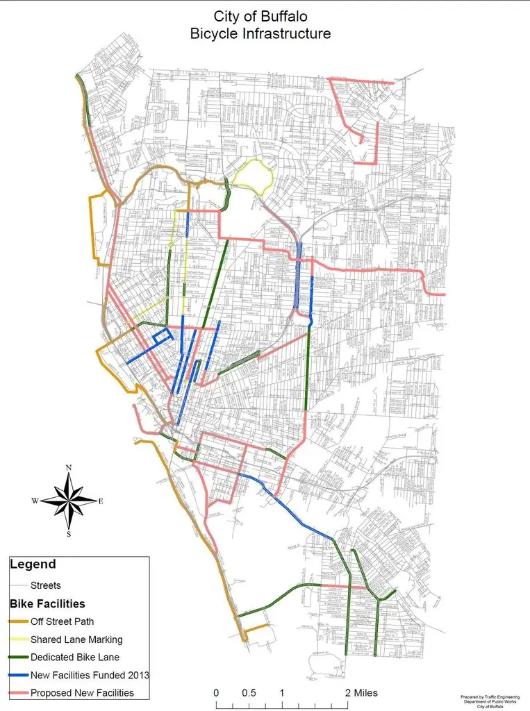 Map: Map of Current and Planned Bicycle Infrastructure of Buffalo