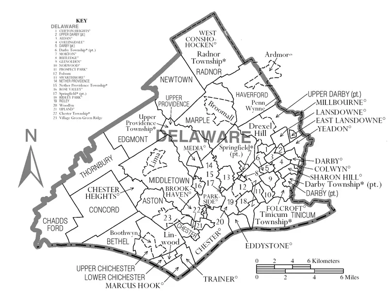 Map: Map of Delaware County Pennsylvania