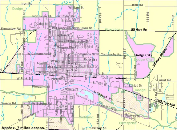 Map: Map of Dodge City Kansas