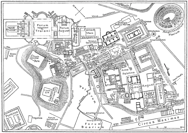 Map: Map of Downtown Rome During the Roman Empire Large