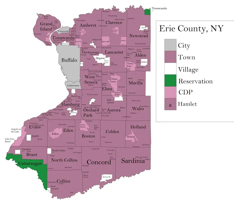 Map: Map of Erie County New York