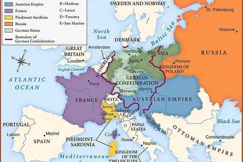 Map: Map of Europe after the Congress of Vienna (post Napoleonic Wars), 1815