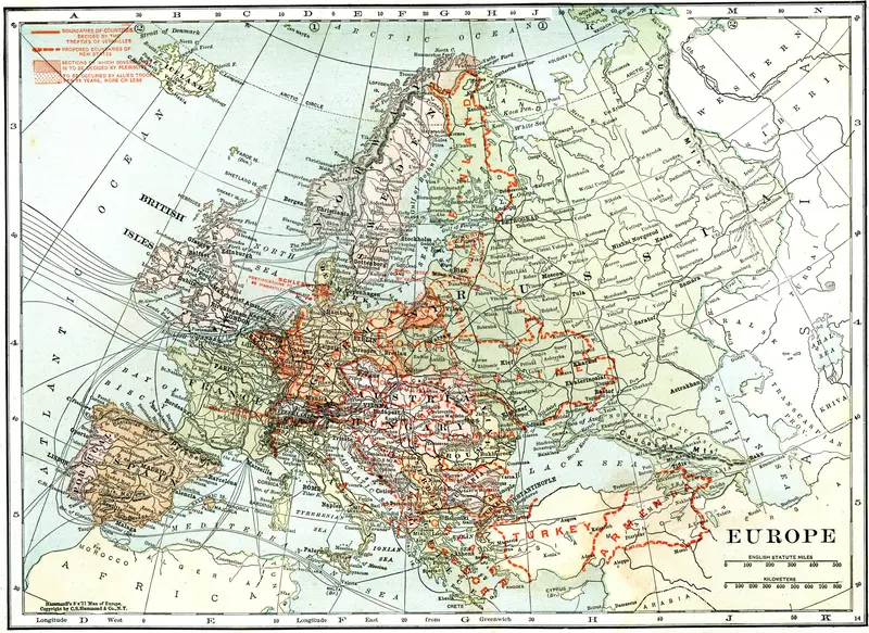 Map: Map of Europe in 1920 After the Paris Peace Conference