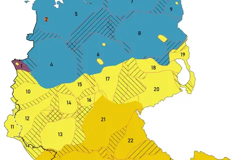 Map: Map of German Dialects According to Wiesinger Heeroma Knig