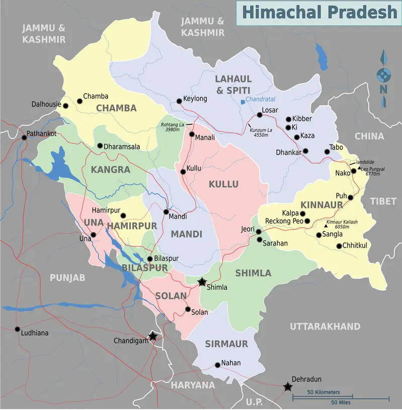 Map: Map of Himachal Pradesh