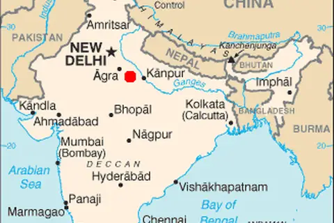 Map: Map of India Position of Allahabad Highlighted