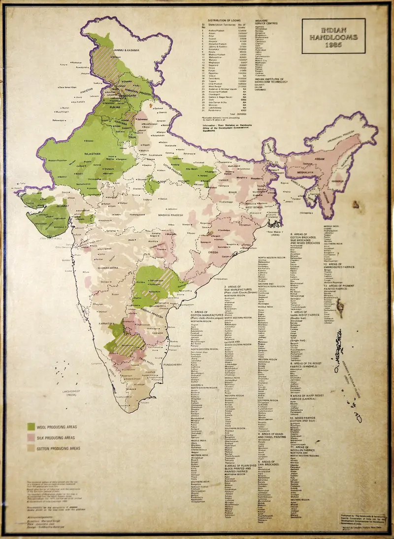 Map: Map of Indian Handlooms 1985 Crafts Museum New Delhi India